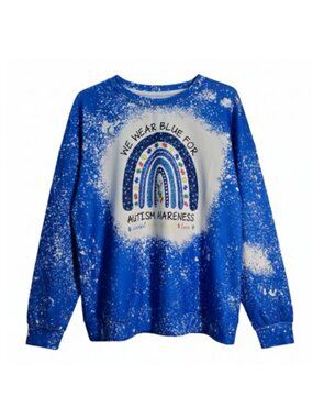 NWOT | Autism Awareness Bleached Sweatshirt | We Wear Blue For Autism | Size XL